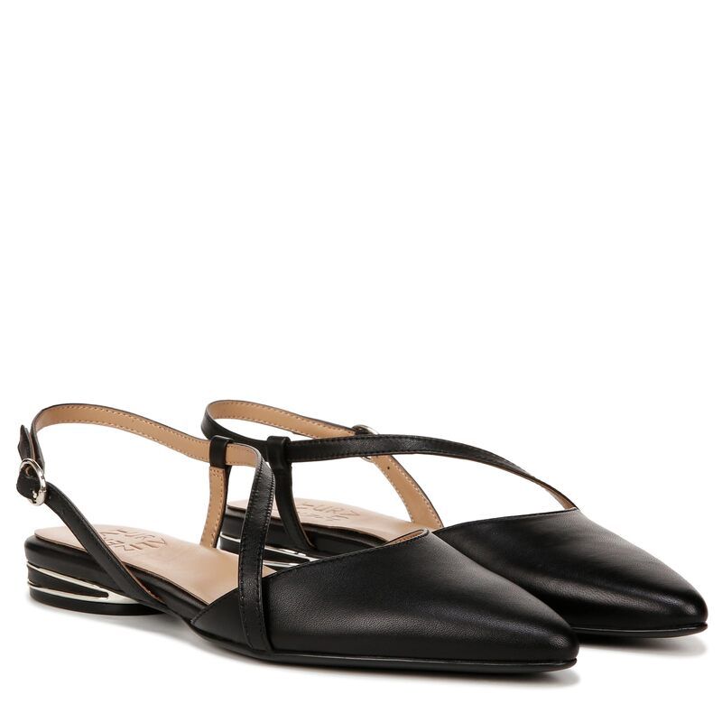 ナチュライザー レディース シューズ サンダル Naturalizer Hawaii Pointed Toe Slingback Flats Black Leather ブラック
