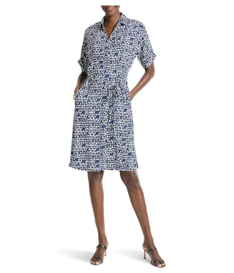 ニックプラスゾーイ レディース トップス ワンピース NICZOE Etched Angles Belted Devon Dress Indigo Multi インディゴ