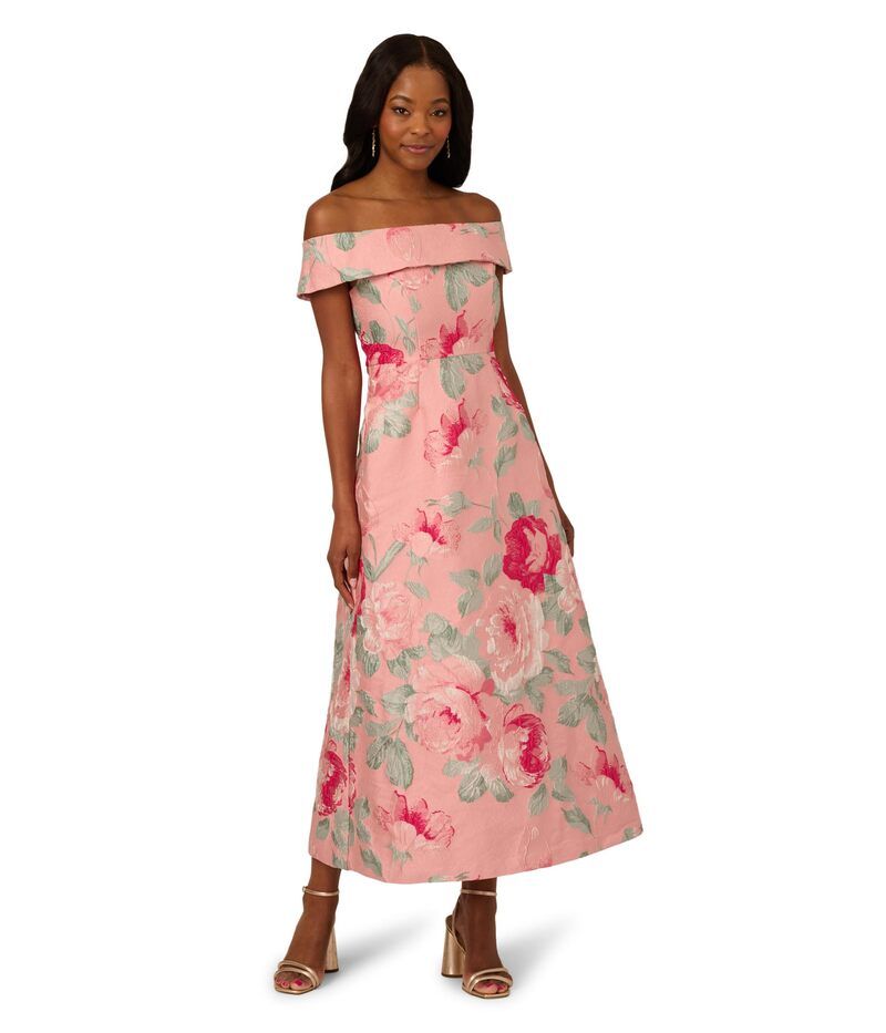 アドリアナ パペル レディース トップス ワンピース Adrianna Papell Off Shoulder Jacquard Dress Pink Multi ピンク