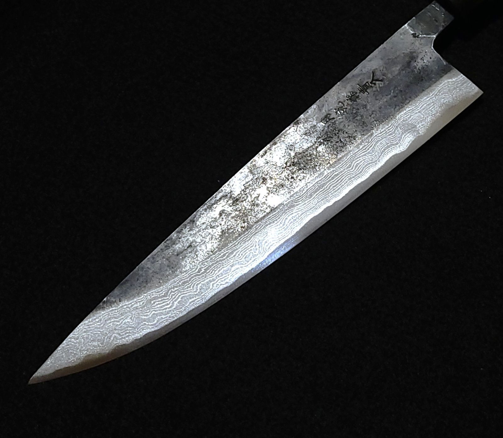 Jin様専用】青紙2号 黒打ダマスカス 牛刀包丁 220㎜ G9404 焼栗柄 1点 