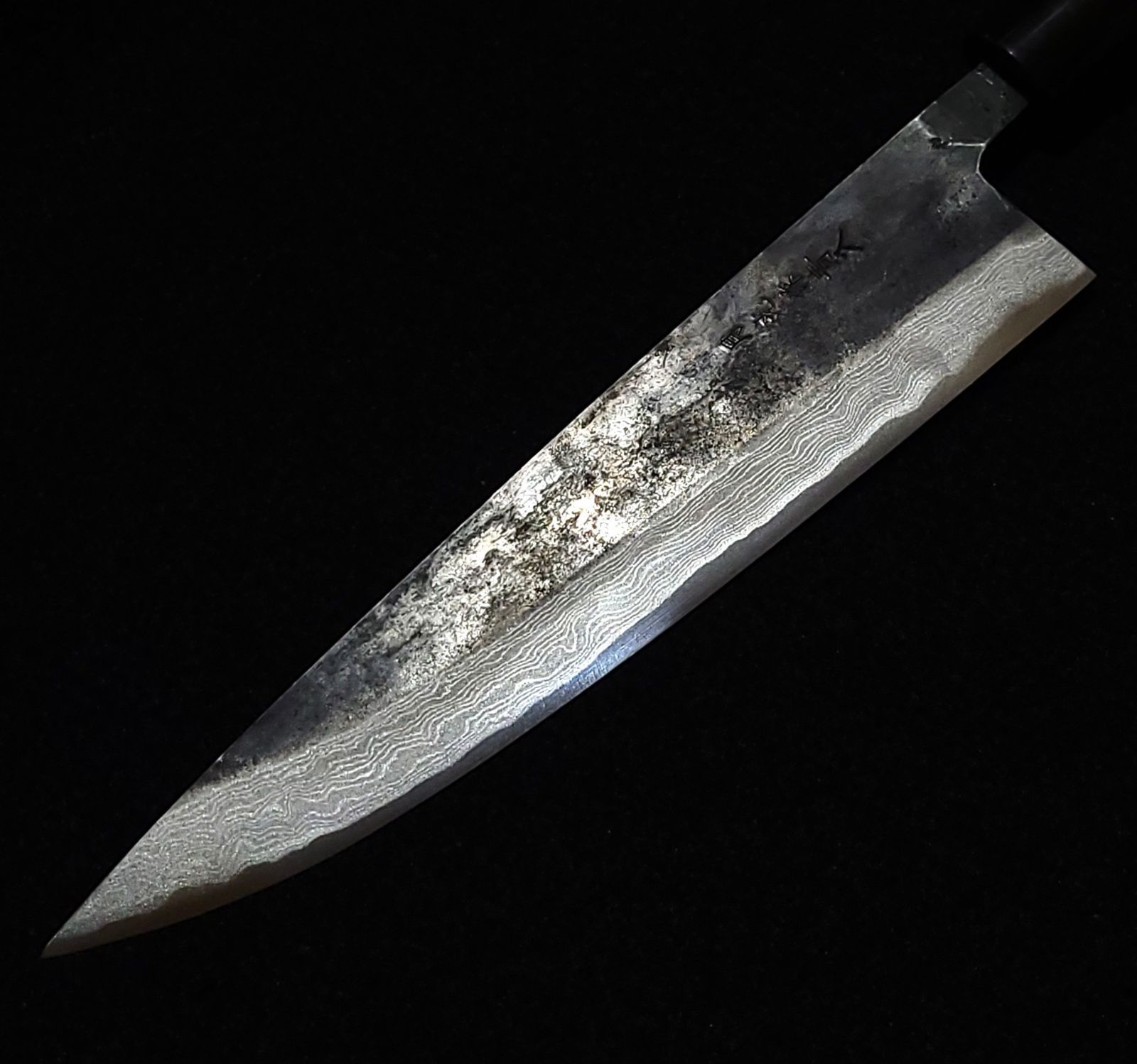 Jin様専用】青紙2号 黒打ダマスカス 牛刀包丁 220㎜ G9404 焼栗柄 1点