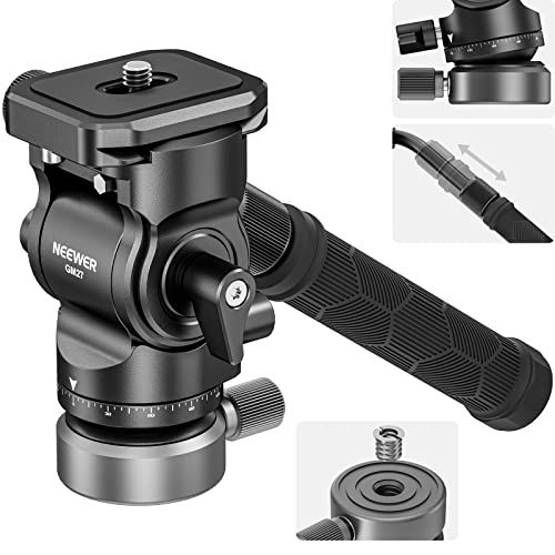 NEEWER 三脚用ビデオ雲台 フルードヘッド +/-10°レベリングベース(Φ37mm)付き 金属製パンチルトヘッド ArcaタイプQRプレート 伸縮ハンドル コンパクトビデオカメラ DSLRカメラ用 最大荷重8.8lb/4kg GM27 a767e0e6