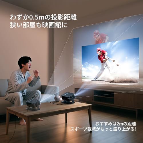 プロジェクター家庭用 小型 天井 静音【Netflix・Prime Video・YouTubeアプリ搭載】600ANSI 4K対応 自動台形補正 0.5M近距離投影 Wi-Fi6/Bluetooth5.4スタンド一体型 軽量 ミニ スマホ/パ 7eae0e2c