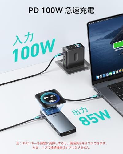 MOKiN LCD USB-C ドッキングステーション デュアルモニター対応 12-in-1 ラップトップドック、デュアル HDMI 搭載 8K@30Hz、PD 100W 給電、2500Mbps 有線 LAN、10Gbps 高速 USB A/ e83a14b7