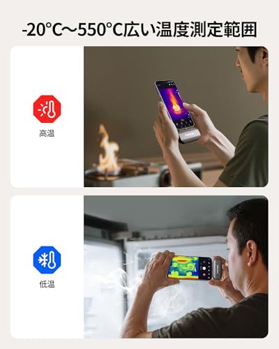 TOPDON TC002C Duo サーモグラフィーカメラ、スマホ用iOS/Android対応、512*384 TISR解像度、ビデオ録画対応、25Hzフレームレート、スマホ/タブレット/PC用、USB-C/Lightningポート両方対応で ff6f6669
