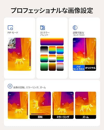 TOPDON TC002C Duo サーモグラフィーカメラ、スマホ用iOS/Android対応、512*384 TISR解像度、ビデオ録画対応、25Hzフレームレート、スマホ/タブレット/PC用、USB-C/Lightningポート両方対応で ff6f6669