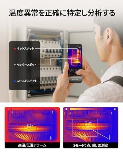 TOPDON TC002C Duo サーモグラフィーカメラ、スマホ用iOS/Android対応、512*384 TISR解像度、ビデオ録画対応、25Hzフレームレート、スマホ/タブレット/PC用、USB-C/Lightningポート両方対応で ff6f6669