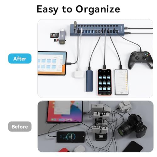 ACASIS セルフパワー対応 USB 3.2ハブ 16ポート（USB-A 3.2 × 8ポート ＋ USB-C 3.2 × 8ポート）? 96W電源アダプター付属・アルミ製 ? PC/ノートPC、USBメモリ、プリンター、カメラ対応送料無料 753ad69b