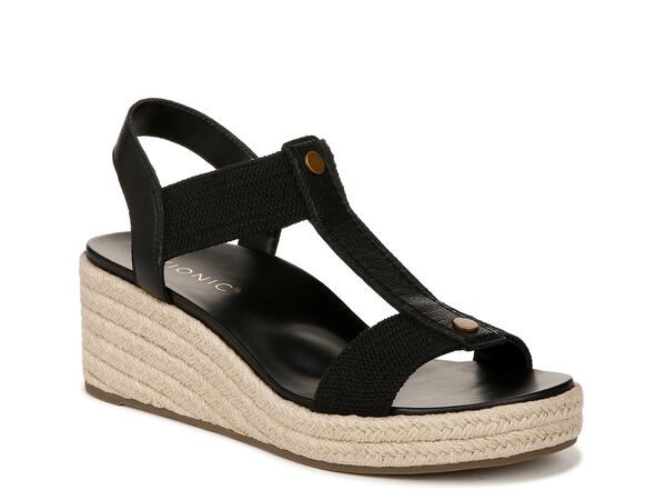 バイオニック レディース シューズ サンダル Vionic Calera Espadrille Wedge Sandal Black ブラック