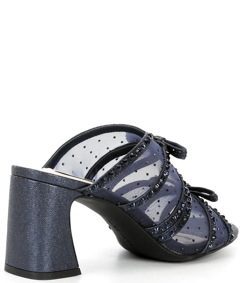アレックスマリー レディース シューズ サンダル メッシュ Alex Marie EvelynTwo Mesh Rhinestone Double Bow Dress Slide Sandals Se