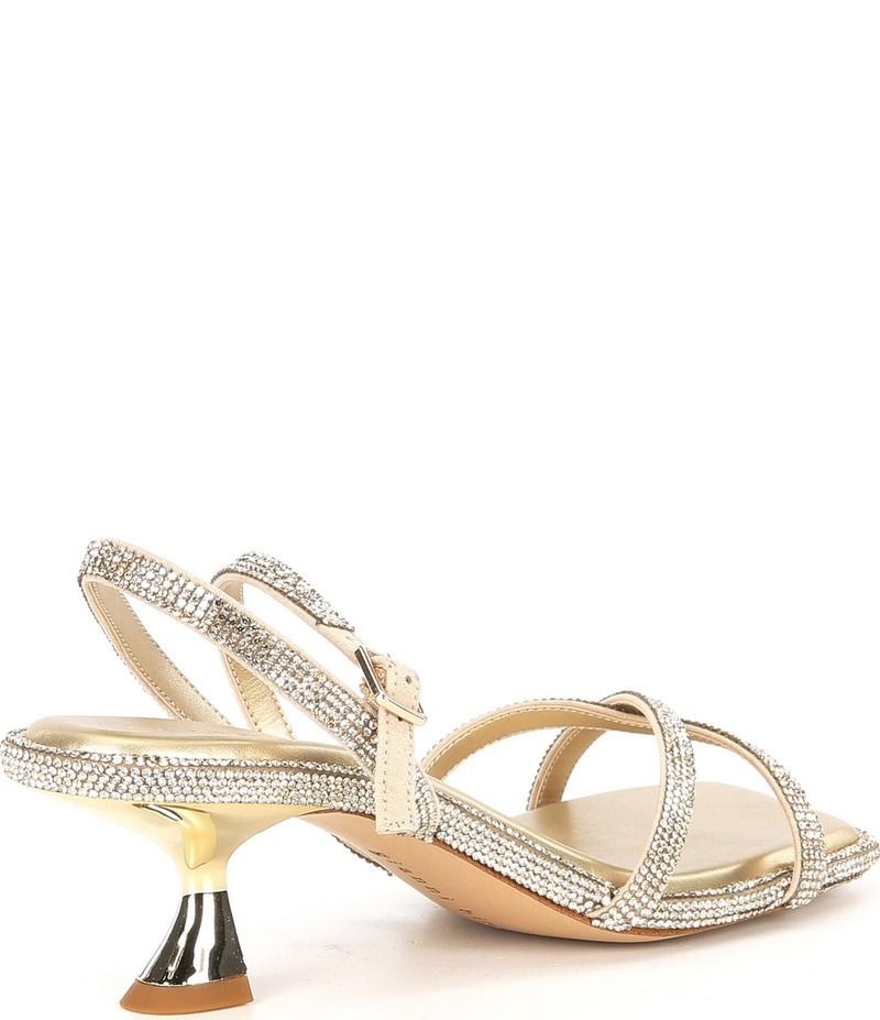 ジャンビニ レディース シューズ サンダル ヒール Gianni Bini Alyx Rhinestone Strappy Kitten Heel Dress Sandals Sand Gold サン