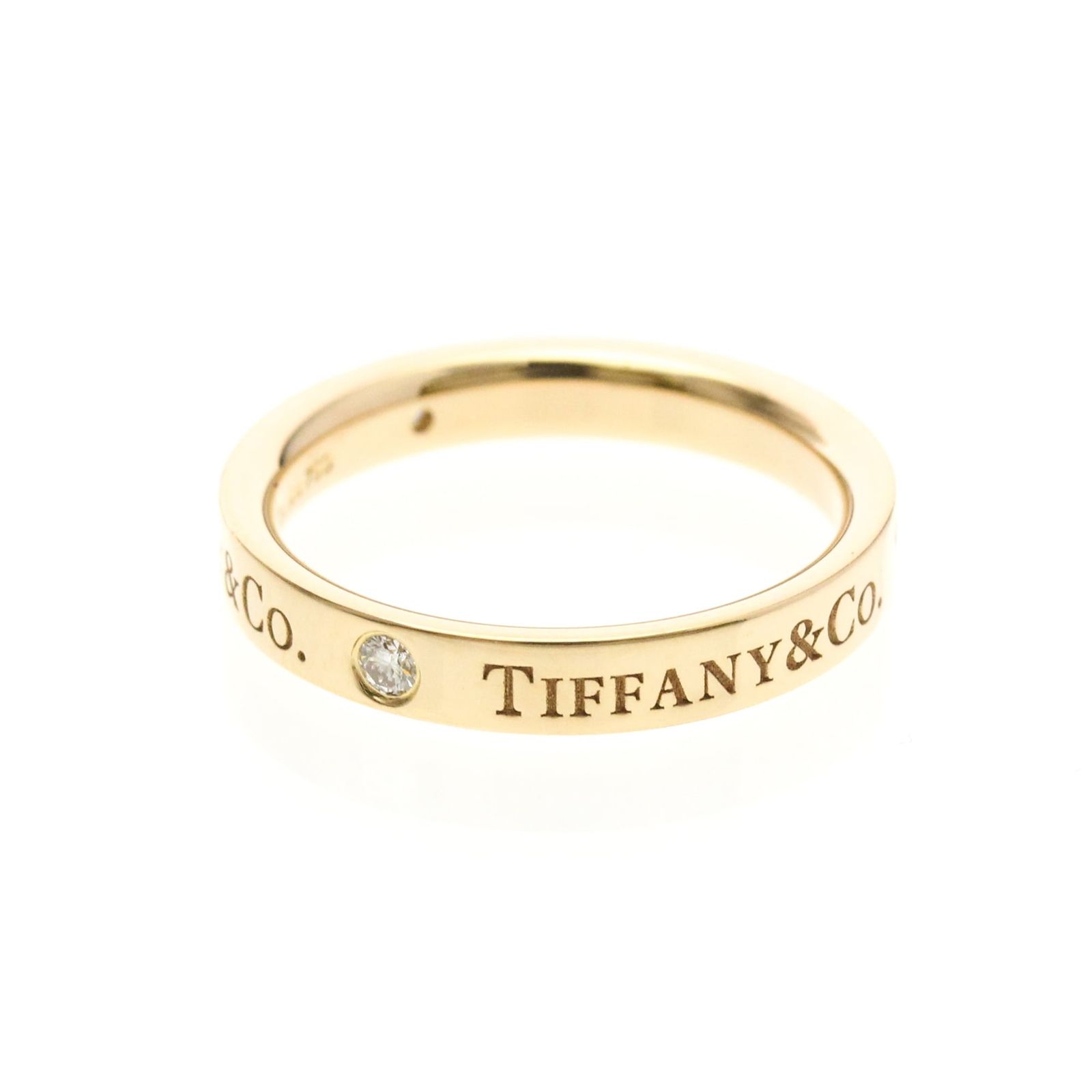 ティファニー (TIFFANY) フラットバンド リング 3P ダイヤモンド K18