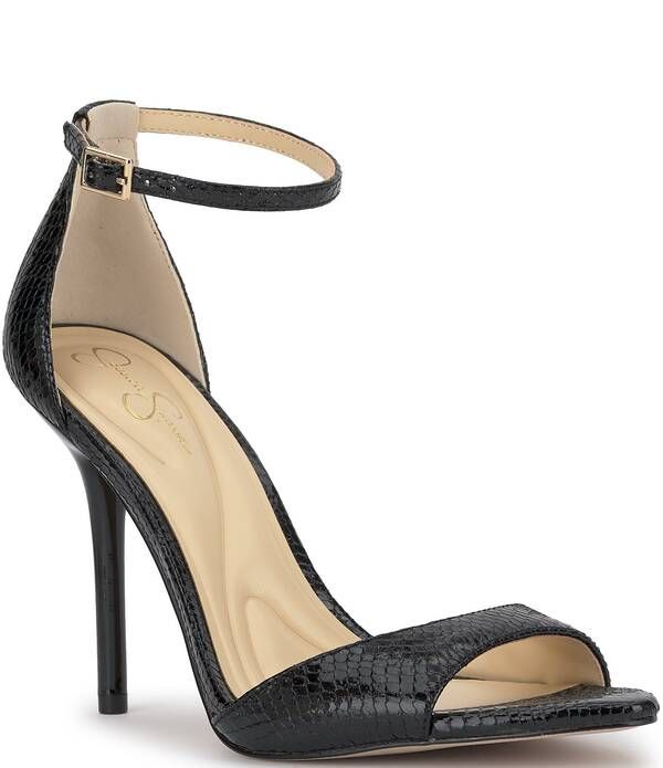 ジェシカシンプソン レディース シューズ サンダル アンクル Jessica Simpsonelira Snakembossed Ankle Strap Dressandals Black ブラック