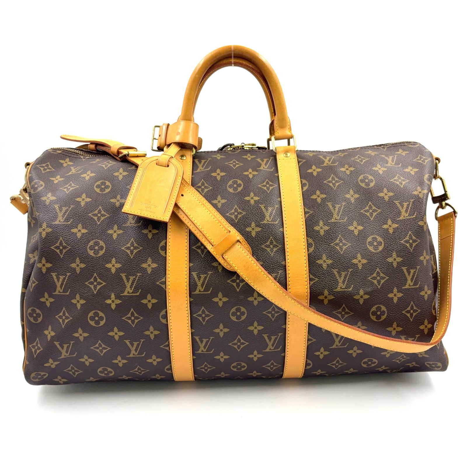 【新着】LOUIS VUITTON キーポル バンドリエール50 モノグラム モノグラム レザー、PVC ブラウン、ライトブラウン ボストンバッグ ゴールド M41416