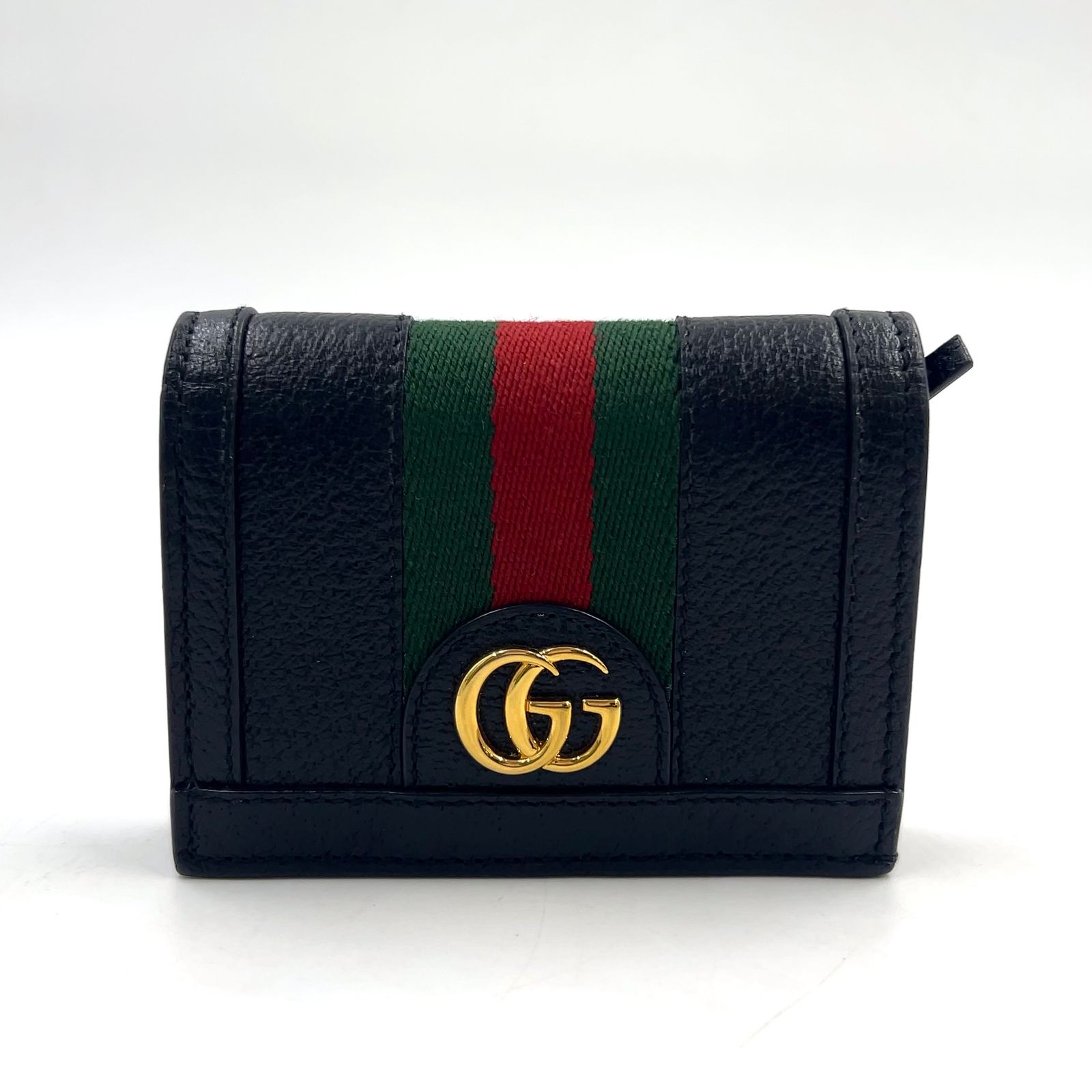 【新着】GUCCI オフィディア GGスプリーム 二つ折り財布 レザー ブラック 財布 ゴールド 523155