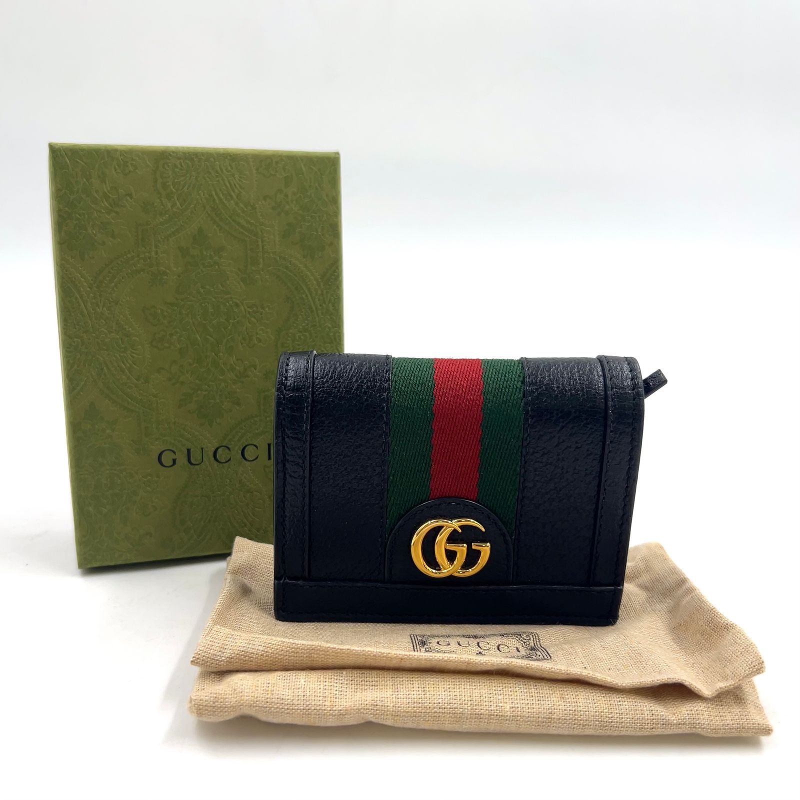 新着】GUCCI オフィディア GGスプリーム 二つ折り財布 レザー ブラック 