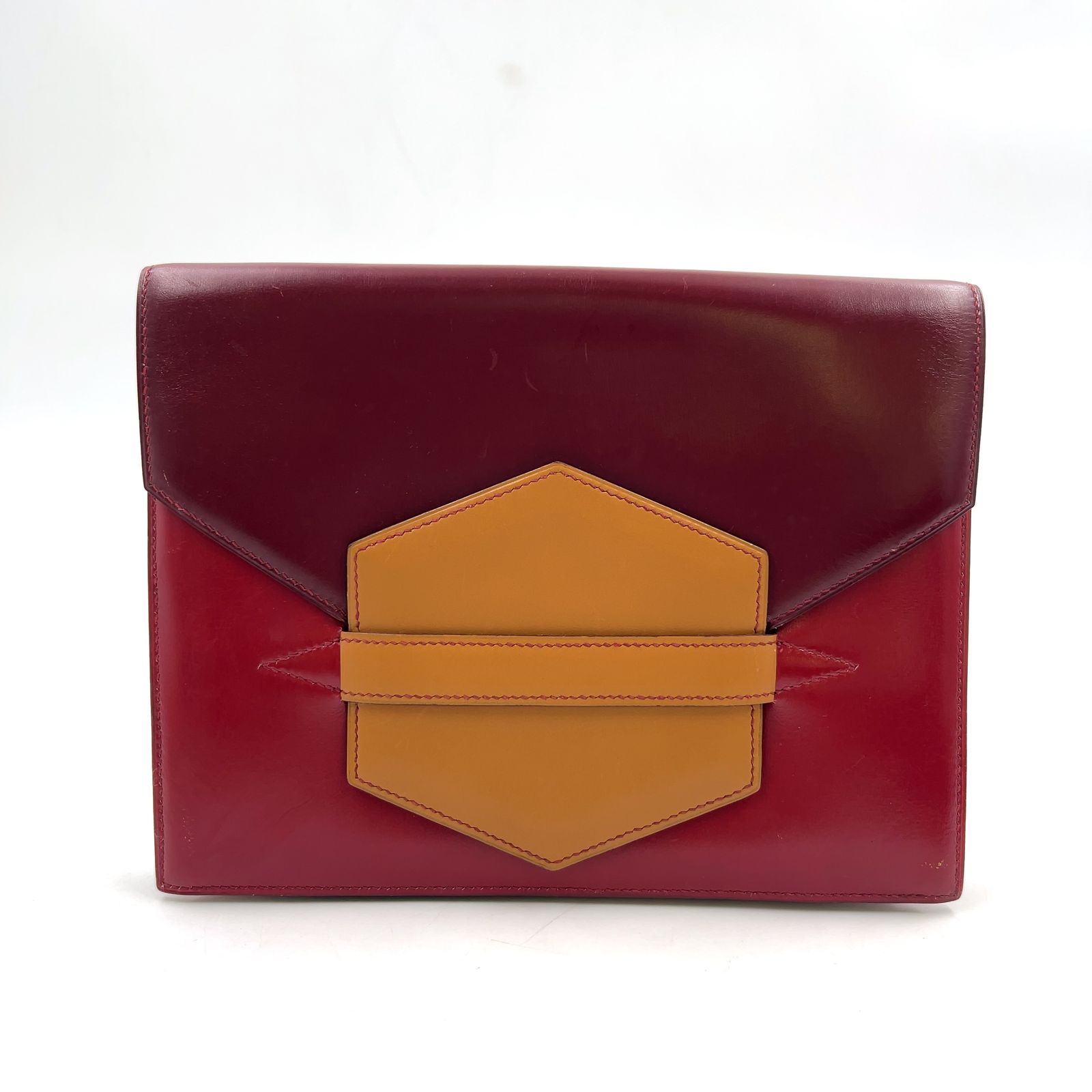 新着】HERMES ファコ 〇M刻印 ボックスカーフ ベージュ、ボルドー 