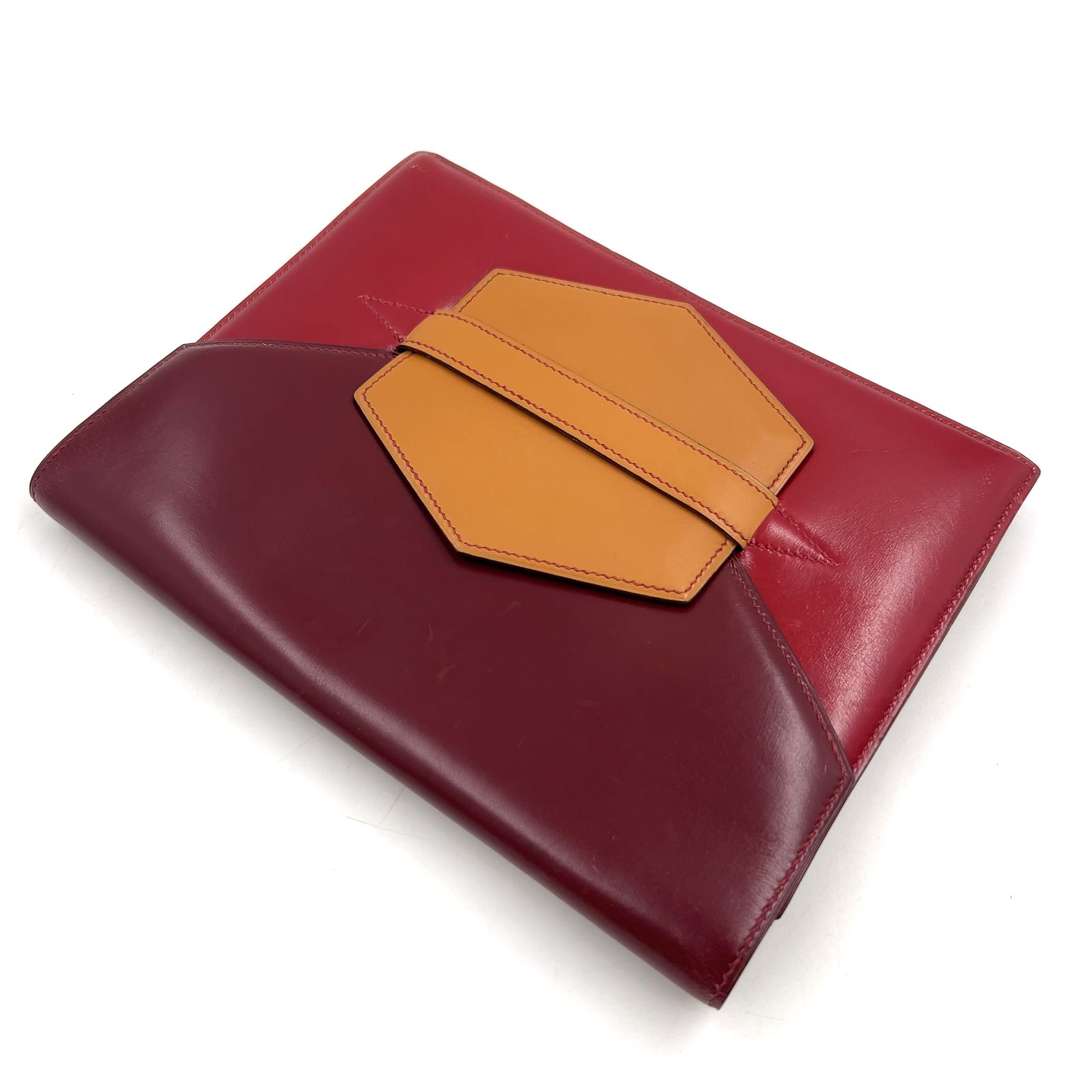 新着】HERMES ファコ 〇M刻印 ボックスカーフ ベージュ、ボルドー 