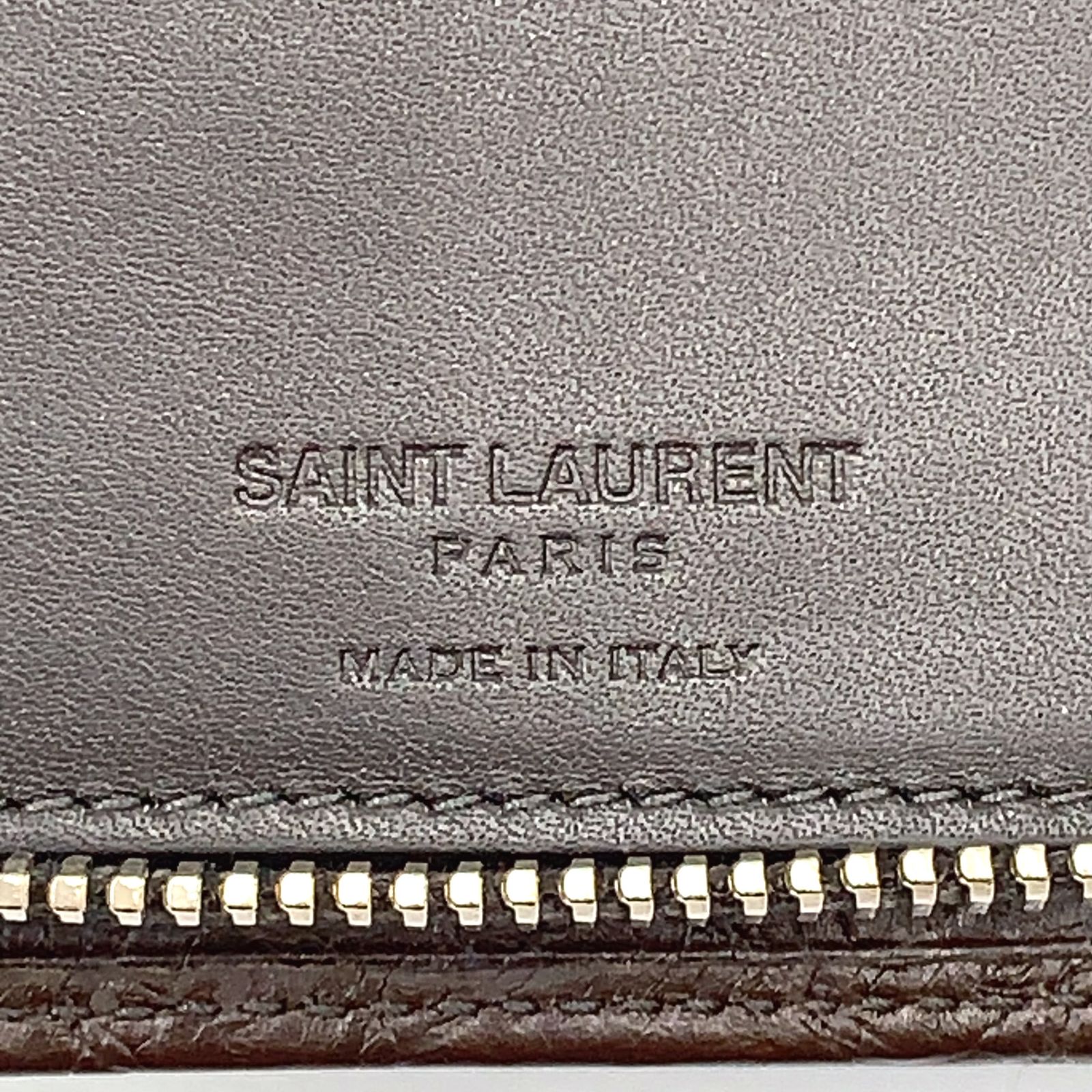 新着】SAINT LAURENT PARIS クロコ型押し ラウンドファスナー レザー