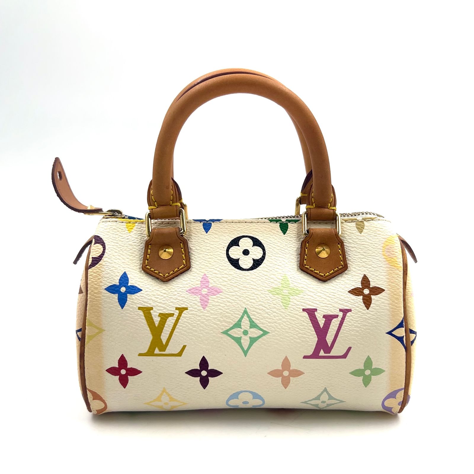 【新着】LOUIS VUITTON ミニスピーディ モノグラムマルチカラー モノグラムマルチカラー ブロン ショルダーバッグ レザー、PVC ホワイト、マルチカラー ハンドバッグ ゴールド M92645