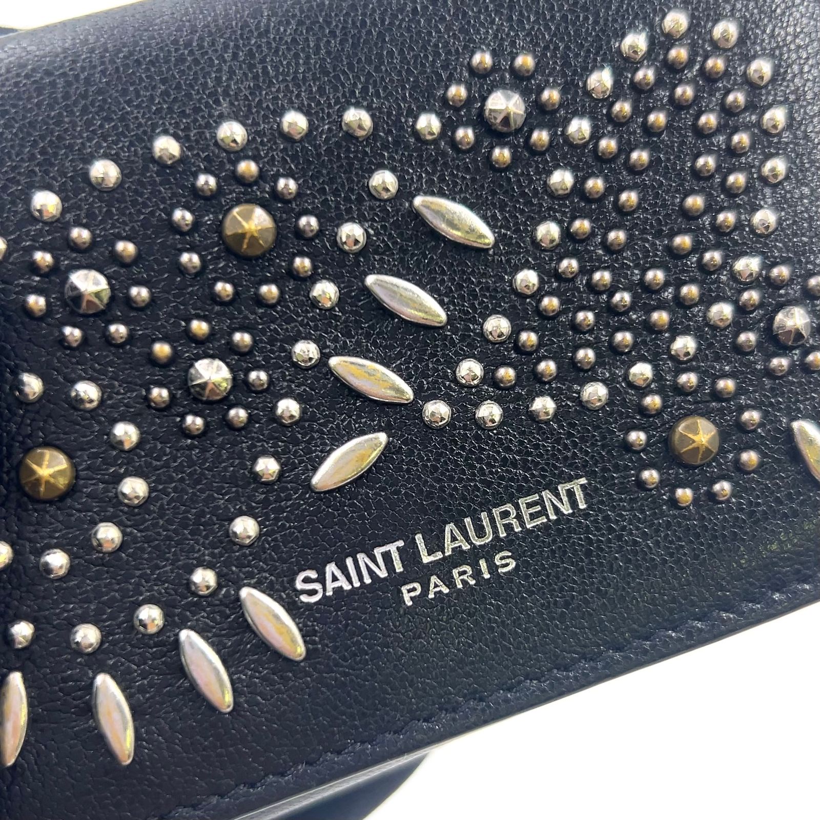 新着】SAINT LAURENT PARIS 三つ折り ミニ レザー ブラック 財布