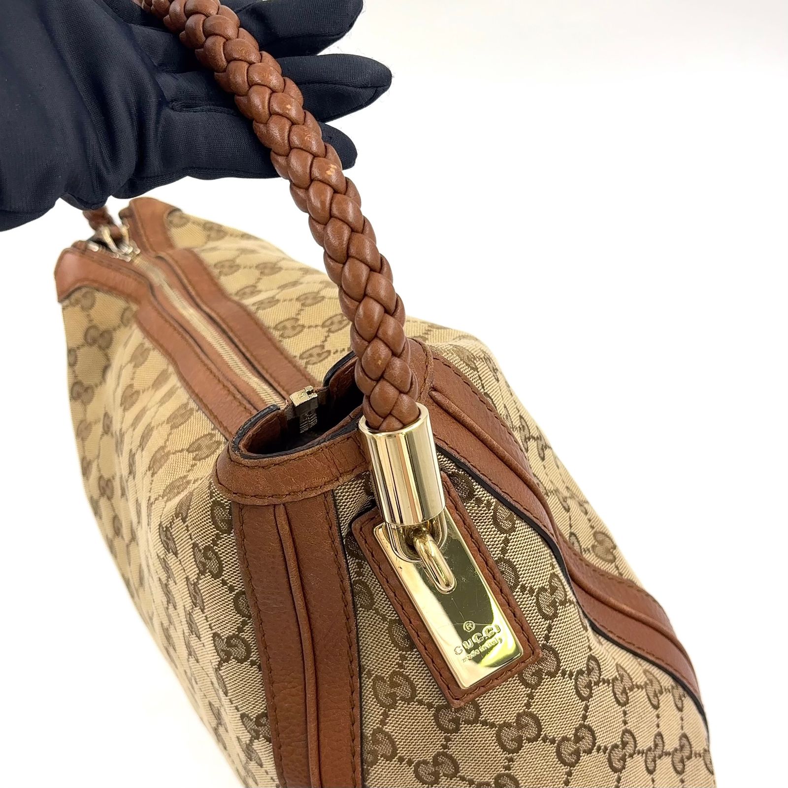新着】GUCCI ベラ バンブータッセル レザー、キャンバス ベージュ