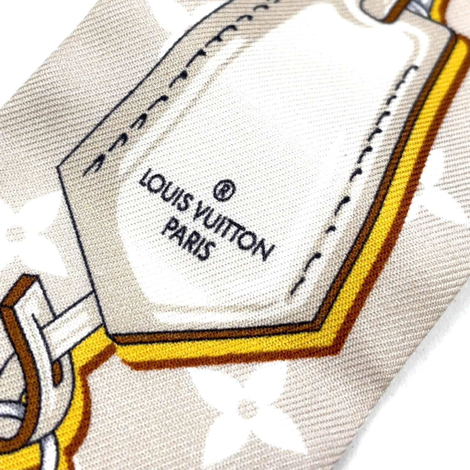 【新着】LOUIS VUITTON バンドーBB・アルティメット リボン シルク ベージュ スカーフ M77777