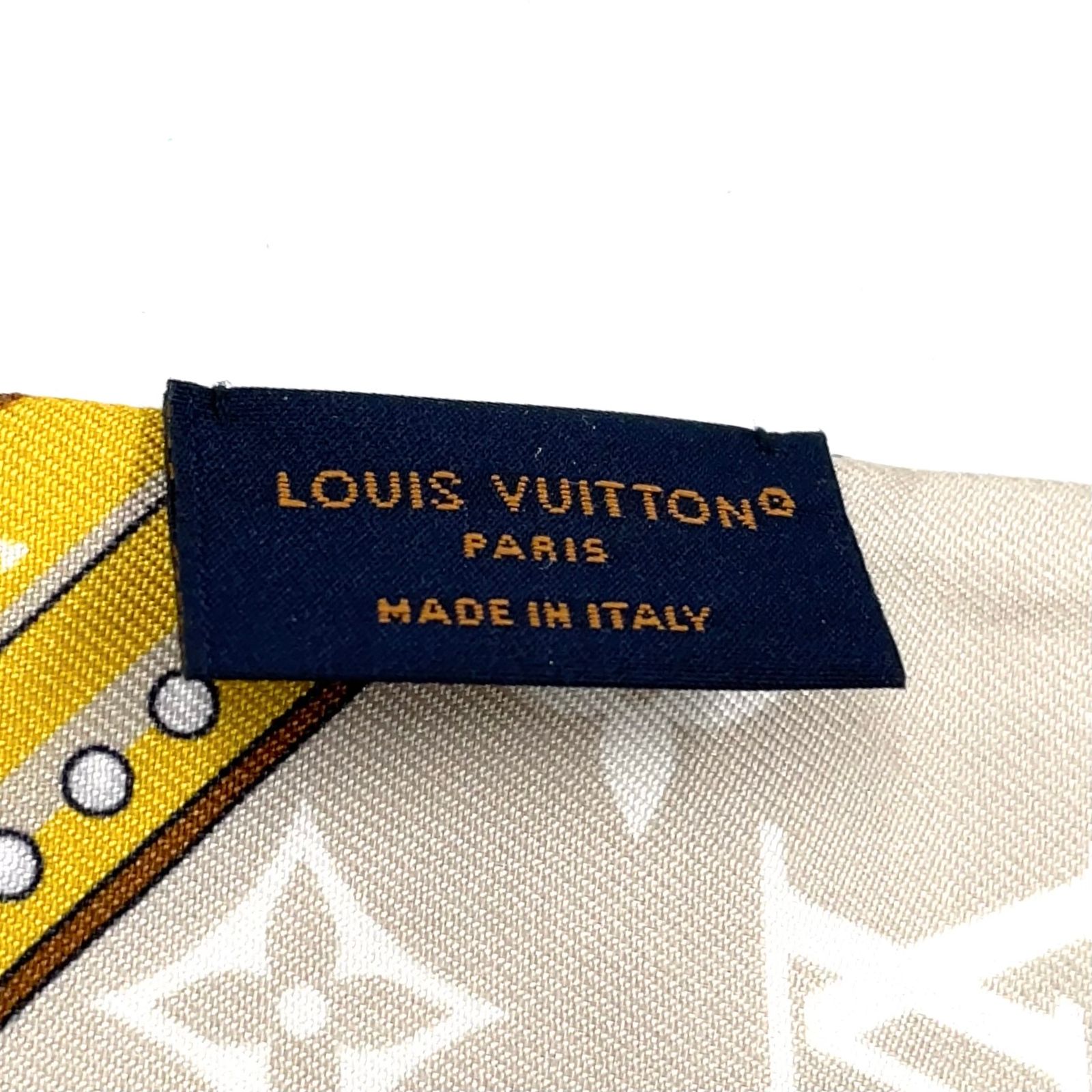 【新着】LOUIS VUITTON バンドーBB・アルティメット リボン シルク ベージュ スカーフ M77777
