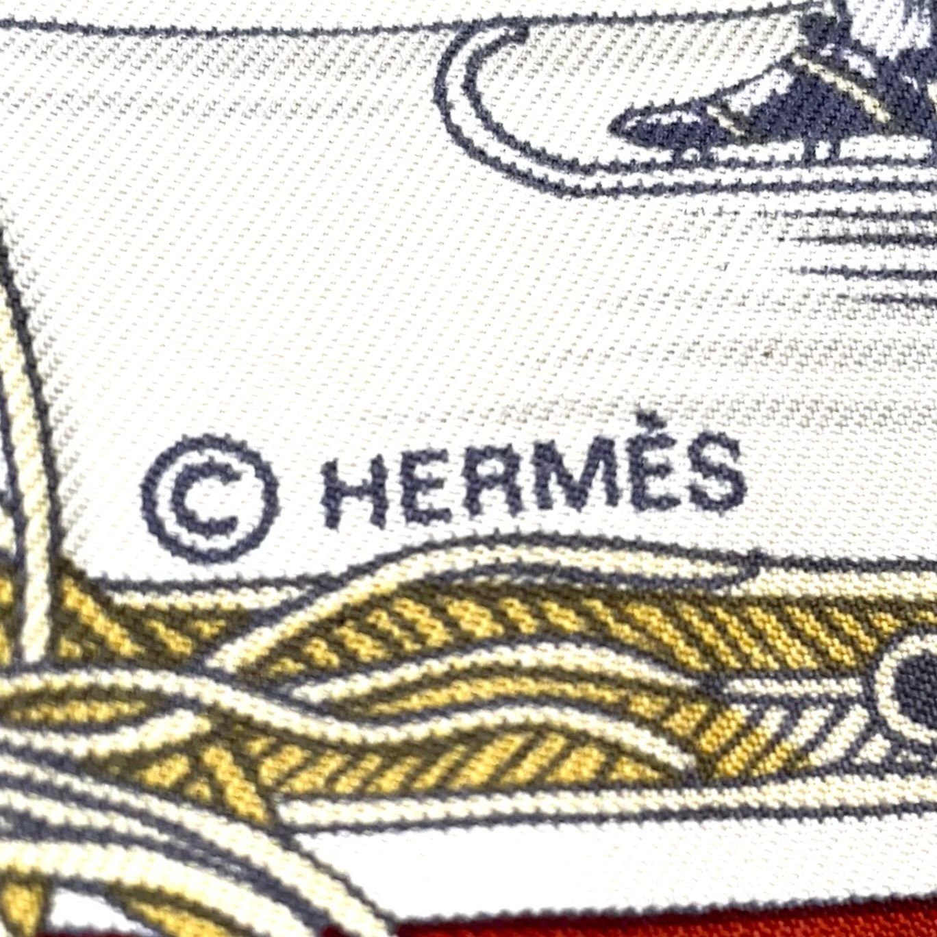 【新着】HERMES カレ90 Les Plaisirs du Froid 氷上の喜び シルク オレンジブラウン スカーフ