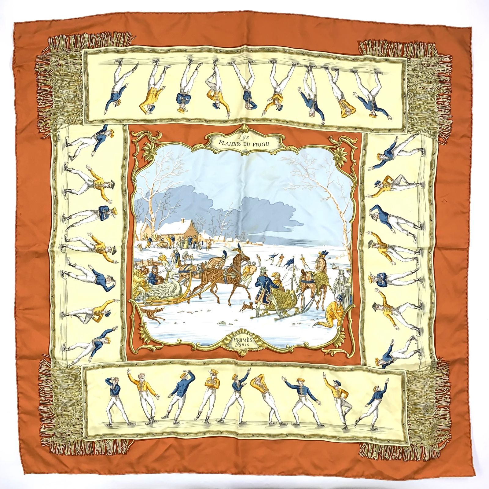 新着】HERMES カレ90 Les Plaisirs du Froid 氷上の喜び シルク