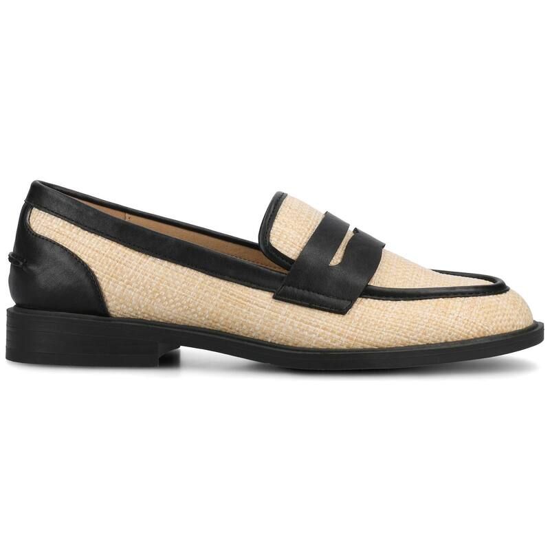 ジャーニー レディース シューズ スニーカー ローファー ヒール Journee Womens Brooks Round Toe Block Heel Penny Loafer Black Natur
