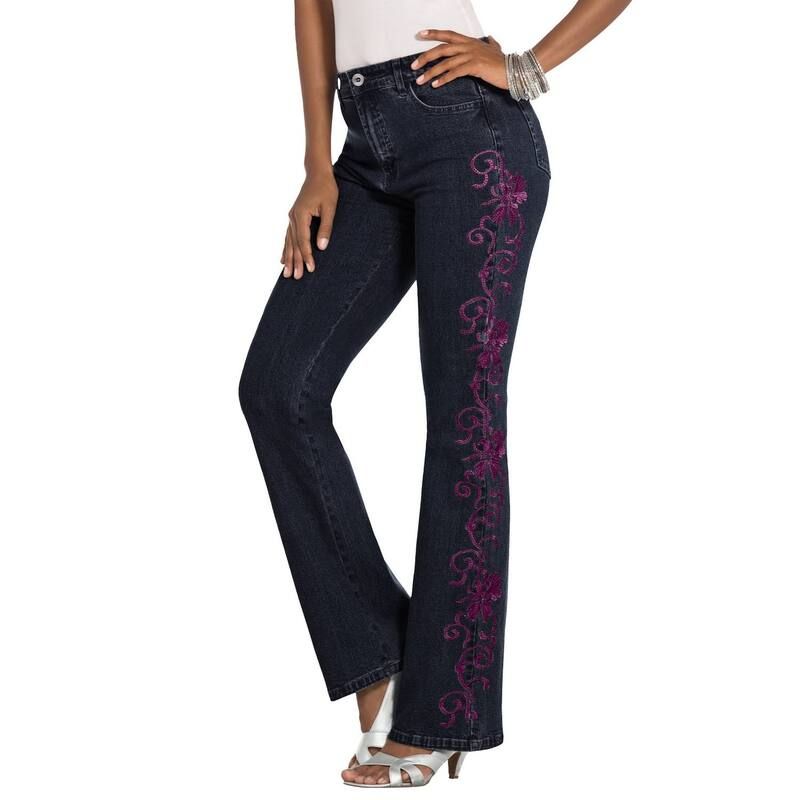 ロアマンズ レディース ボトムス デニムパンツ プラスサイズ Roamans Womens Plusize Whitney Jean With Invisible Stretch Dark Berry