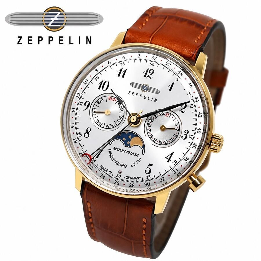 【ギフト対応可】ツェッペリン ZEPPELIN 腕時計 Hindenburg LZ129 Quartz Moon Phase Women’s Watch ムーンフェイズ シルバー クオーツ ウォッチ おしゃれ 人気 ブランド 誕生日 記念 プレゼント 送料無料