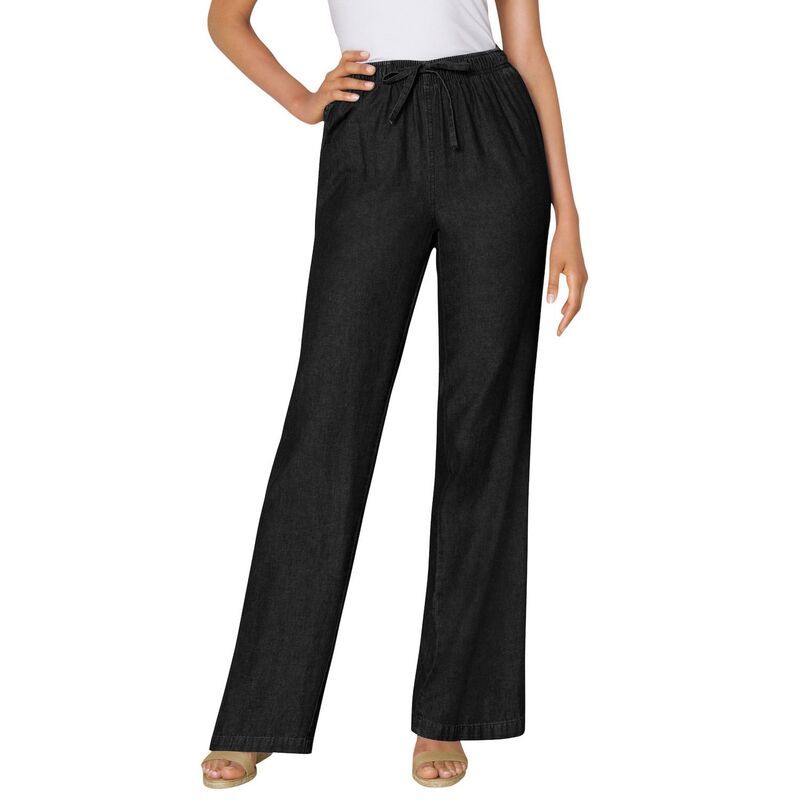 ウーマン ウィズイン レディース ボトムス カジュアルパンツ プラスサイズ デニム Woman Within Womens Plusize Drawstring Denim WideLeg Denim