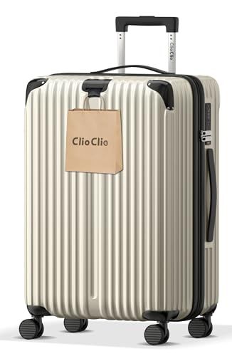 [ClioClio] スーツケース キャリーケース キャリーバッグ 拡張機能付 超軽量 静音 鏡面加工 【360度回転 & 取り外す可能】 ABS+PC 耐衝撃 防盗ファスナー TSAローク搭載 旅行 ビジネス 出張 (ミルキーホワイト, Mサイズ（4~7ry