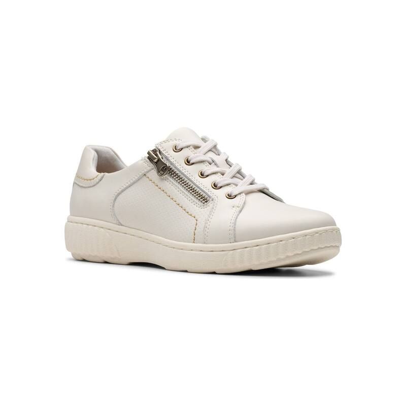 クラークス レディース シューズ スニーカー レザー Clarks Womens Leather Casual SlipOn Shoes White ホワイト