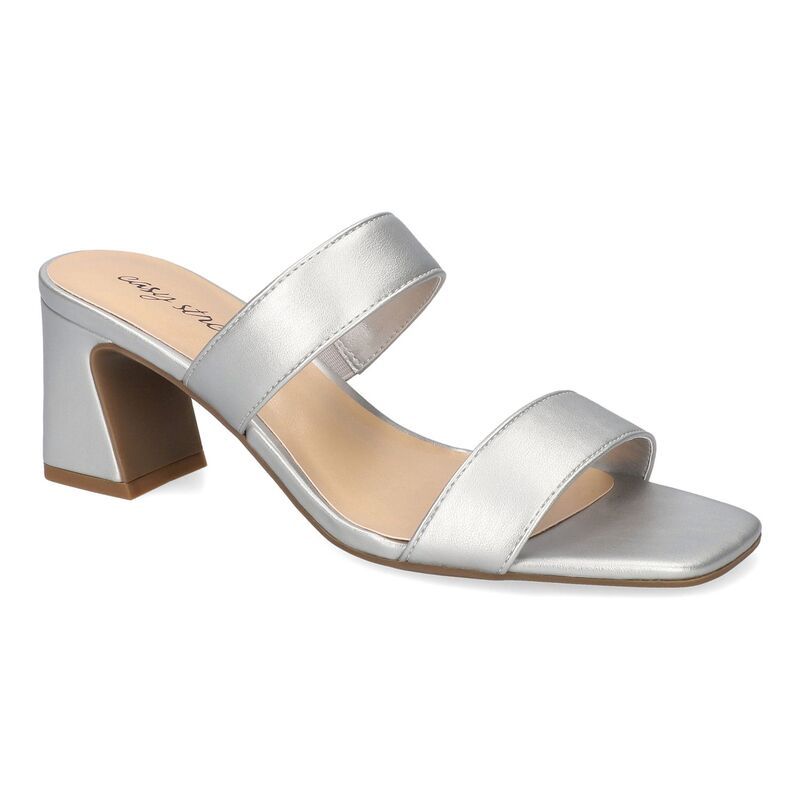 イージーストリート レディース シューズ サンダル ヒール Easy Street Clovelle Womensquare Toe Block Heel Sandalsilver シルバー