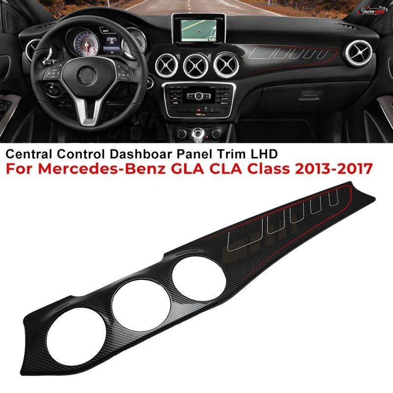 メルセデスベンツ GLA/CLAクラス 2013-2017用 カーボンファイバー製ダッシュボードセンターコンソールエアコンパネル装飾アウトレットカバ