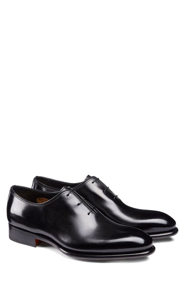 サントーニ メンズ シューズ ダービー Santoni People Plain Toe Derby Black ブラック