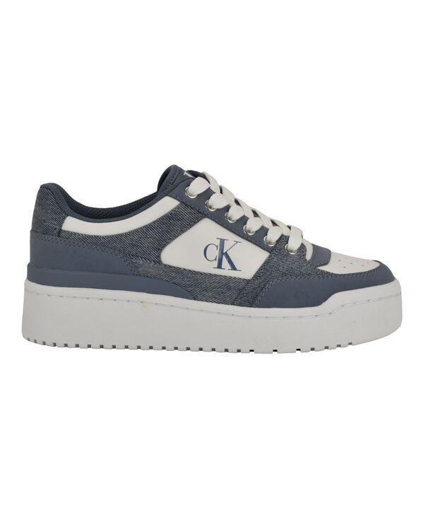 【送料無料】 カルバンクライン レディース スニーカー シューズ Alondra LaceUp Platform Sneakers Dark Blue DenimWhite