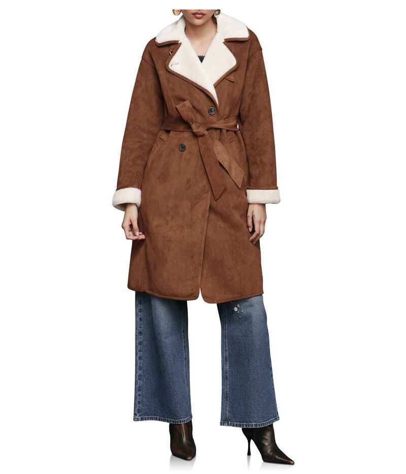 アヴェックレフィーユ レディース アウター コート Avec Les Filles Faux Shearling Belted Coat Camel キャメル