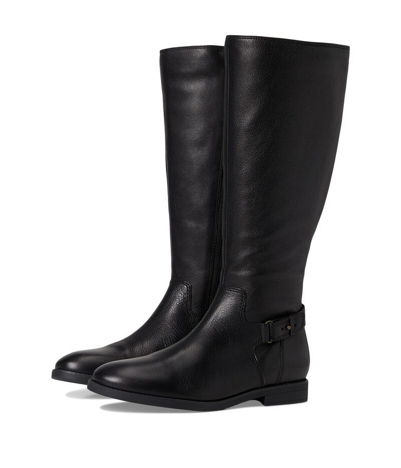 バイオニック レディース シューズ ブーツ・レインブーツ トール VIONIC Rochelle Zip Tall Boots Black Tumbled Leather Wide Calf ブラック