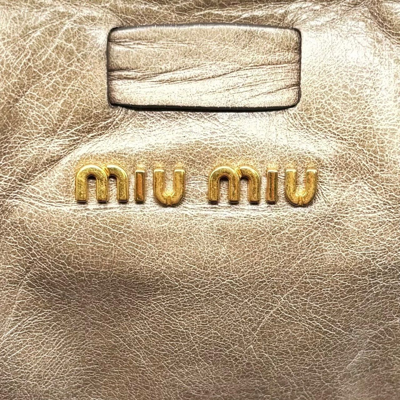 良品】miumiu y2k totebag hand leather goldparts leather ping