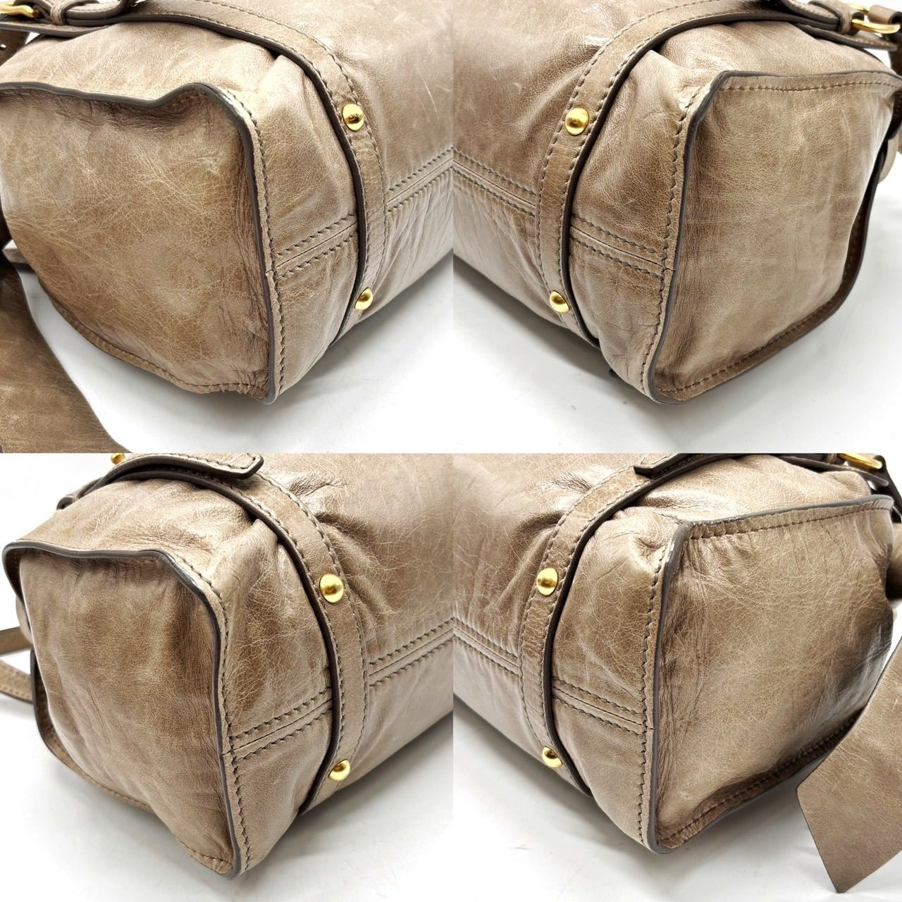 良品】miumiu y2k totebag hand leather goldparts leather ping