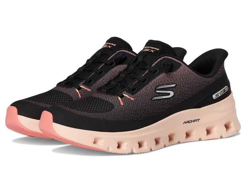 スケッチャーズ レディース シューズ スニーカー SKECHERS Arch Fit GlideStepro Hands Free Slipins Black Coral ブラック