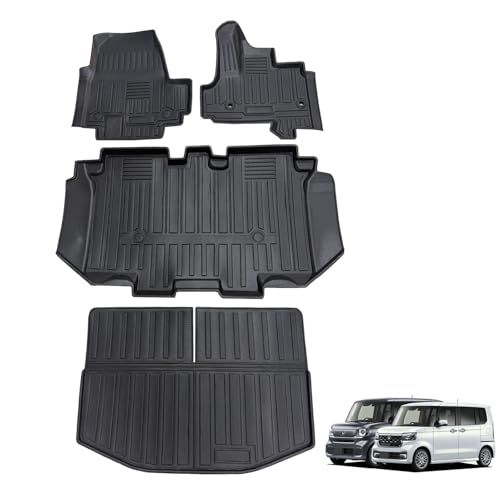 R◆ホンダ 新型 N-BOX JF5/JF6 フロアマット+セカンドマット+ラゲッジマット 4点セット エヌボックス JF5 トランクマット NBOX CUSTOM JF6 Nボックス 3D立体 JF5 ラゲッジトレイ JF6トランクマット 5ab44476