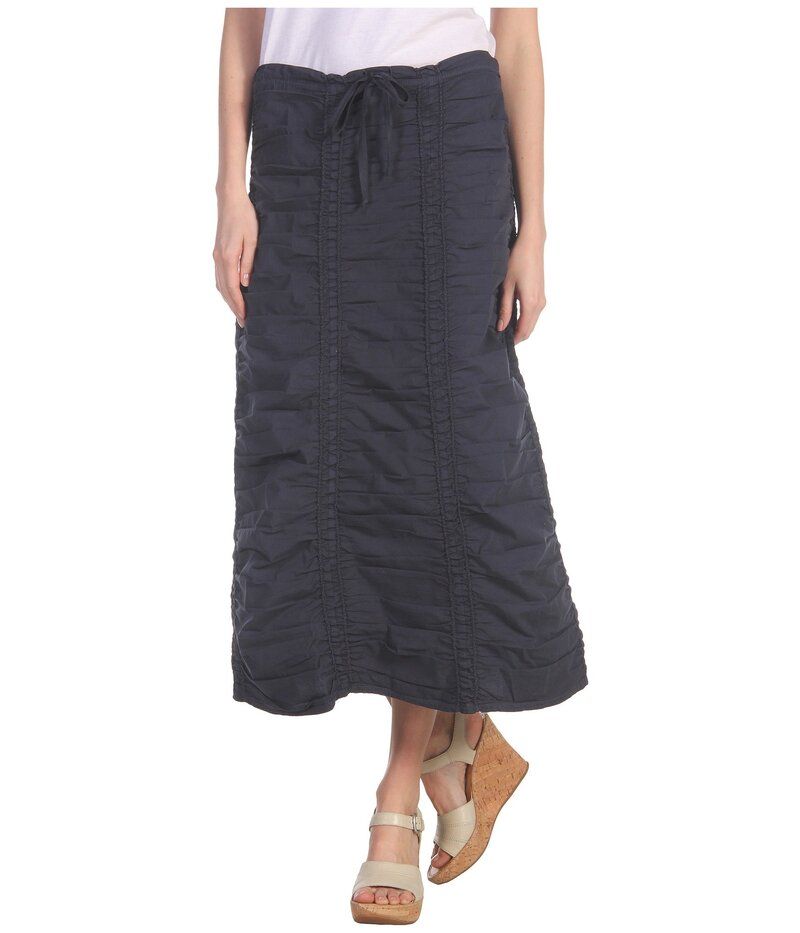 エックスシーブイアイ レディース ボトムスカート XCVI Stretch Poplin Double Shirred Panel Skirt Anchor Navy ネイビー