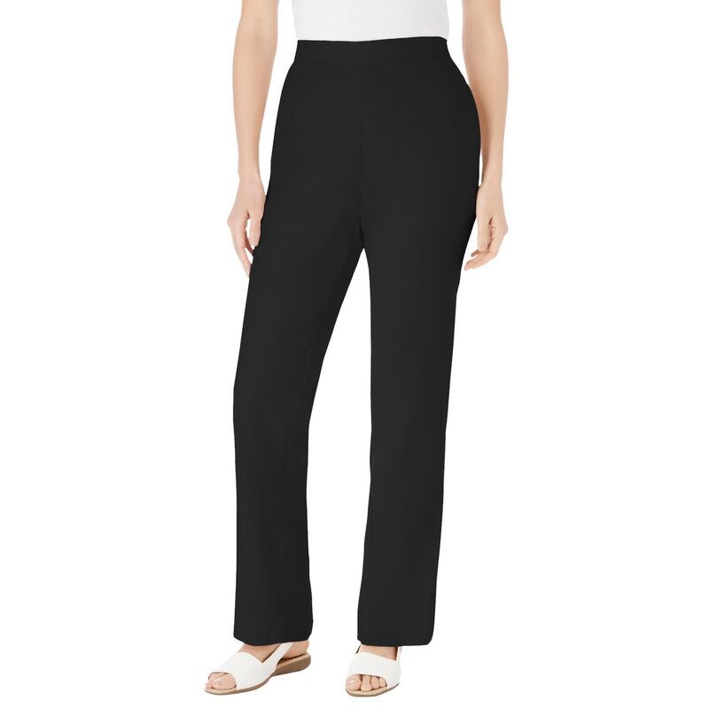 ウーマン ウィズイン レディース ボトムス カジュアルパンツ ストレート プラスサイズ リネン Woman Within Plusize Straight Leg Linen Pant Black ブ