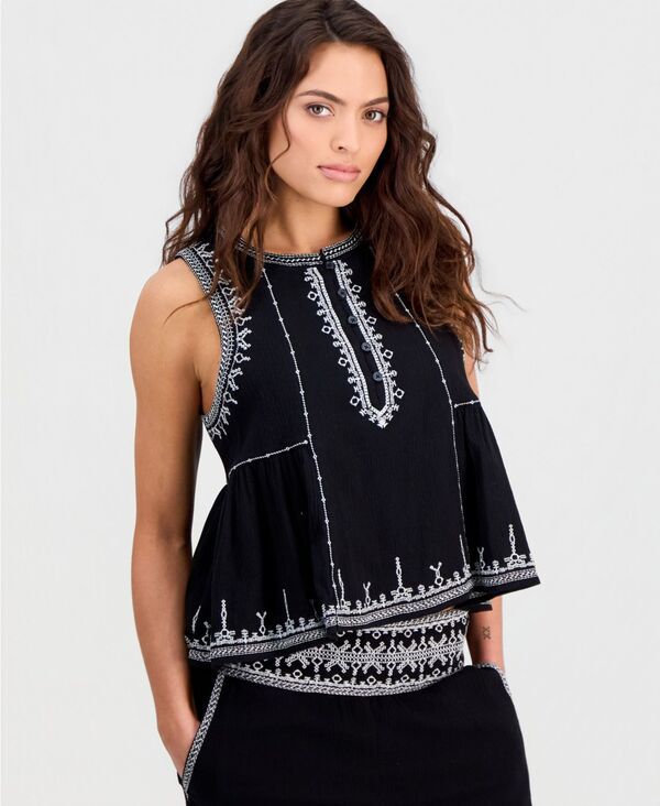 アンドノウディス レディース トップス タンクトップ 刺繍 And Now This Womens Embroidered Trim Tank Top Macys Exclusive Black ブラ