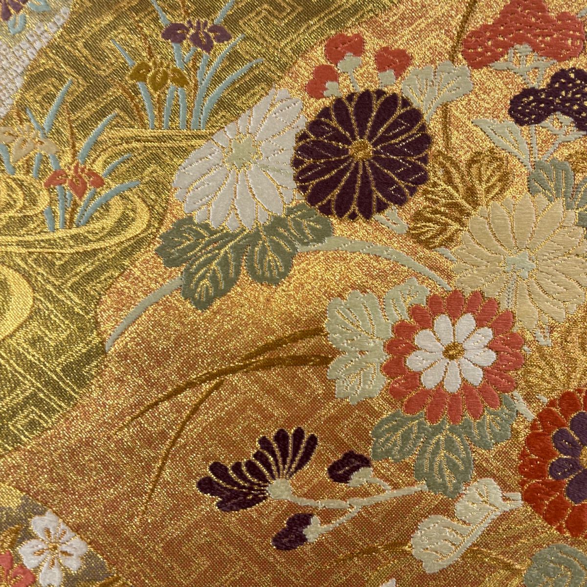 美品】 振袖 身丈159.5cm 裄丈64cm M 袷 袋帯フルセット 橘 竹 金糸
